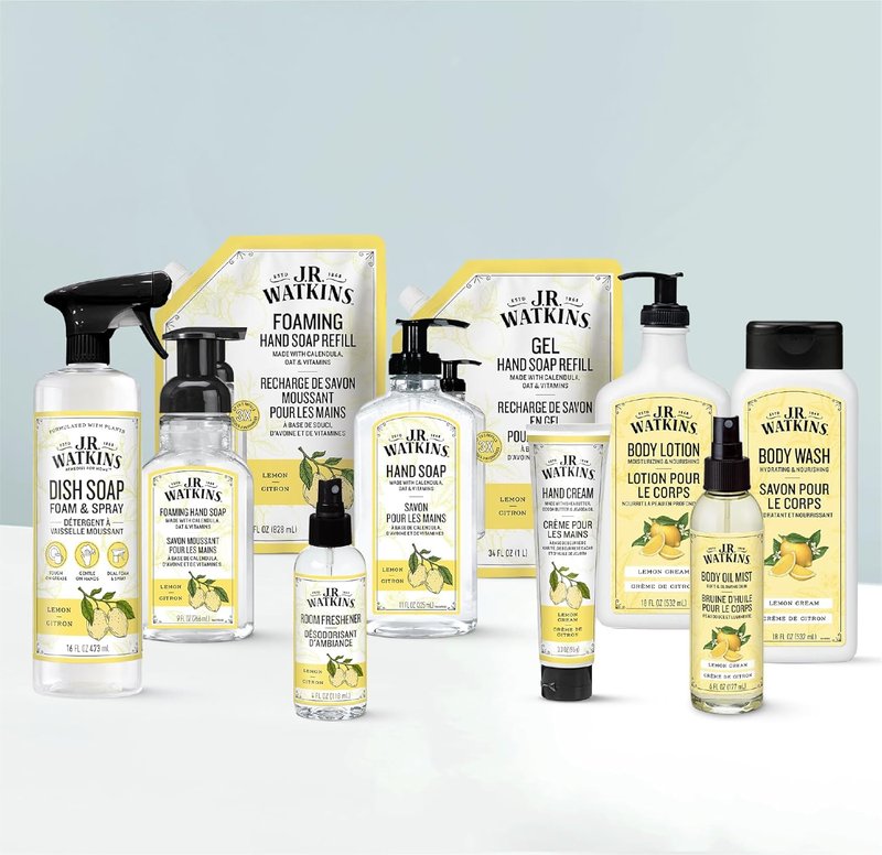 J.R. Watkins Foaming Hand Soap Refill - Moisturizing Plant-Based Cleanser | Lemon, 28 fl oz, 2 Pack
