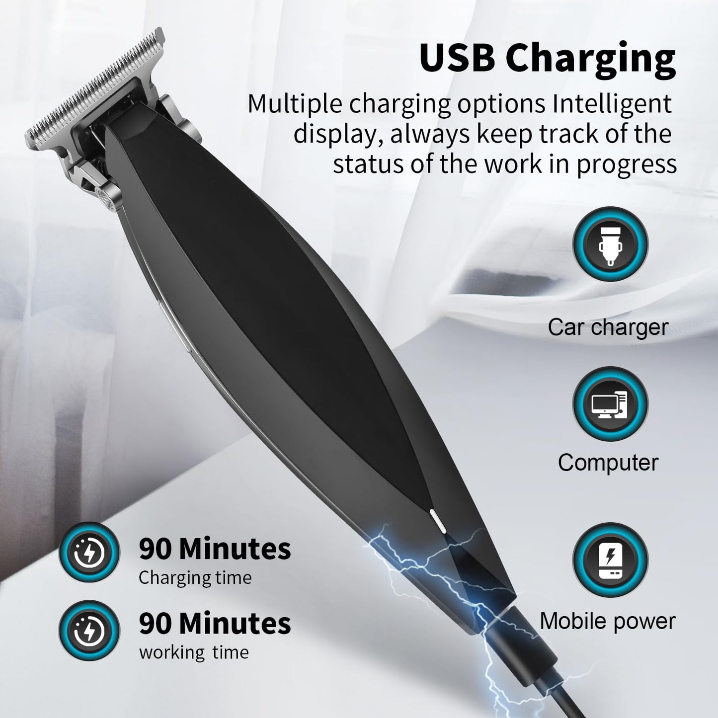 HIENA PRO Cordless Professional Beard Trimmers for Men, Rechargeable Electric T-Blade Hair Trimmer, Hair Cutting Clippers, USB Rechargeable Wireless, Gifts for Men