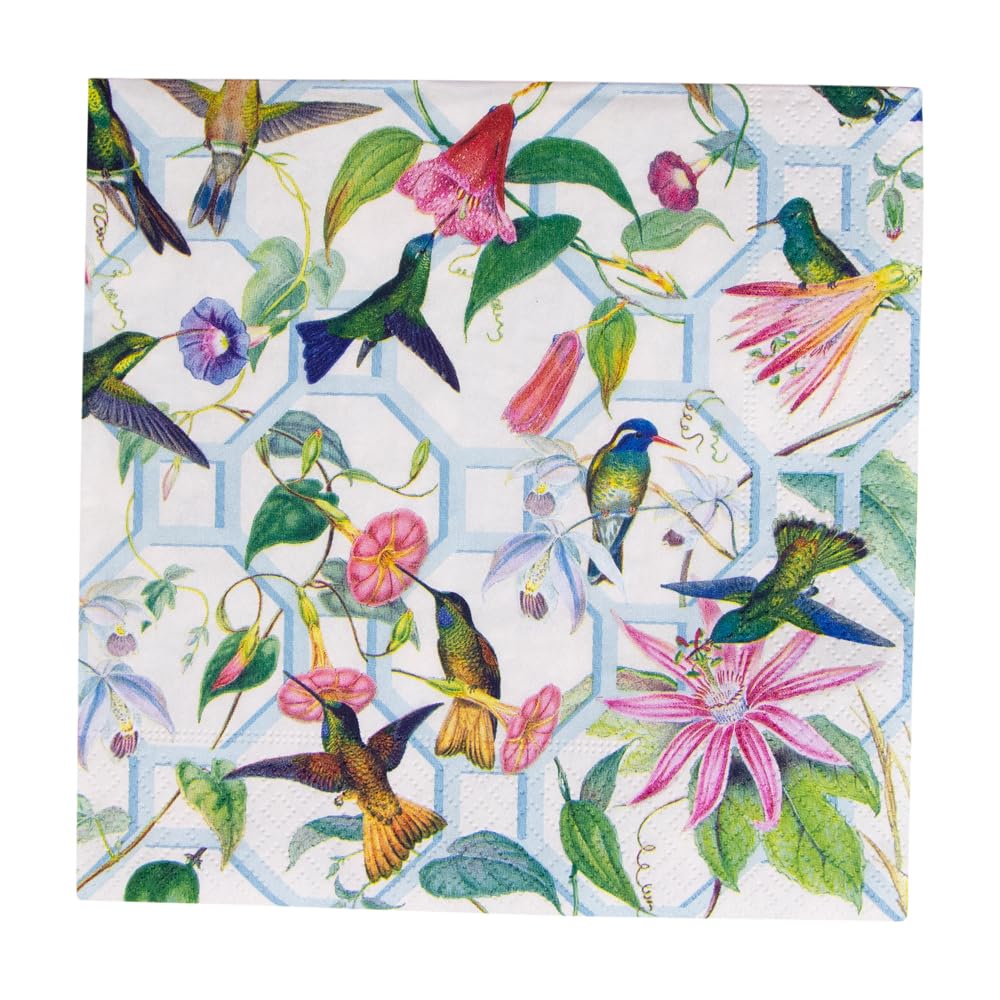 Caspari Hummingbird Trellis Paper Luncheon Napkins - 20 Per Package