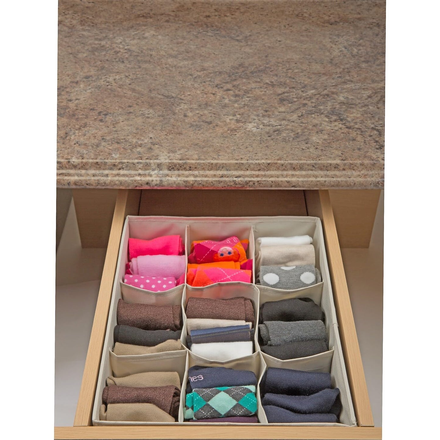 Simplify Drawer Organizer, 9 Compartment, Faux Jute (25516-FEJ)