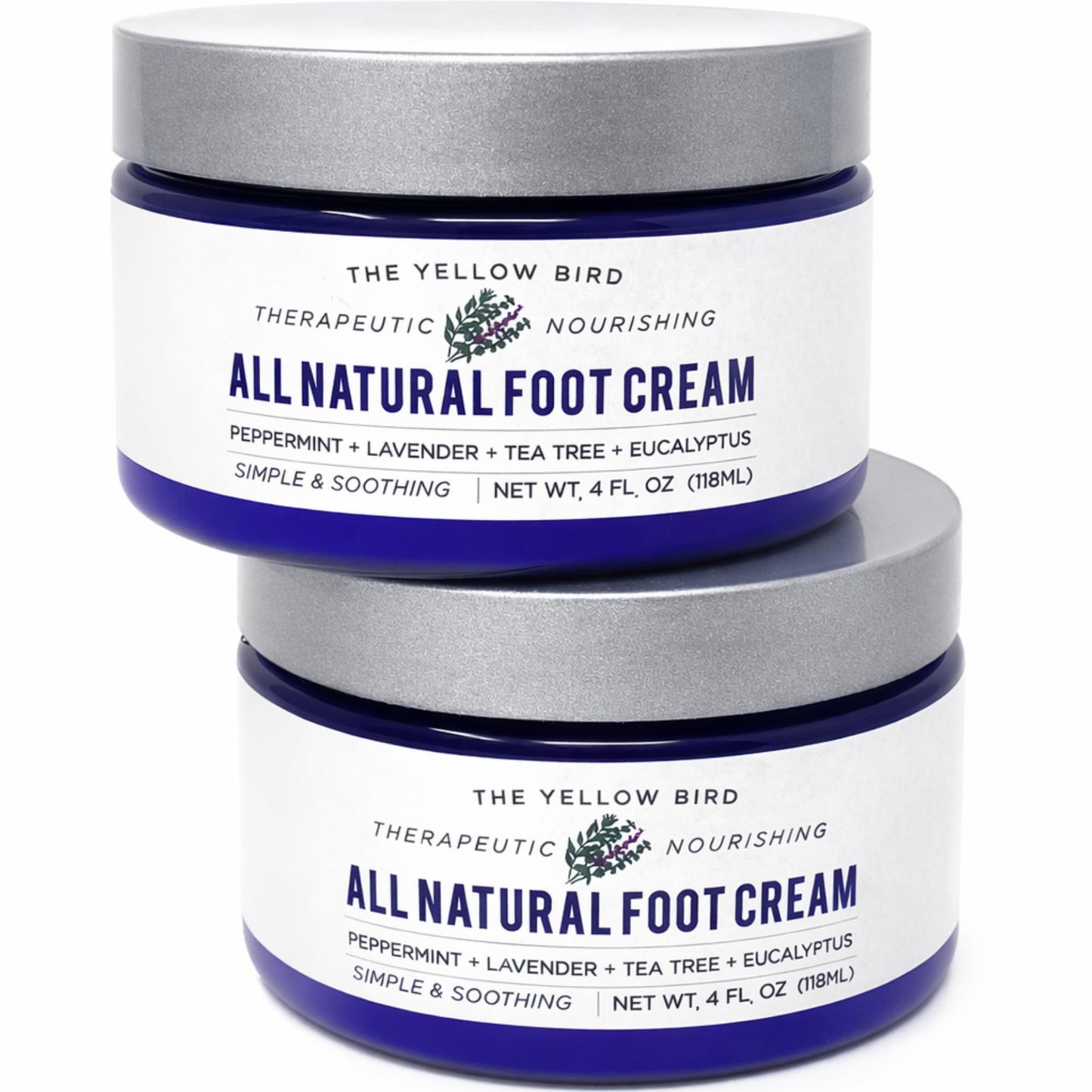 Yellow Bird Foot Cream 2 Pack Bundle - Natural Dry & Itchy Feet Repair Balm. Foot Moisturizer with Organic Ingredients and Essential Oils
