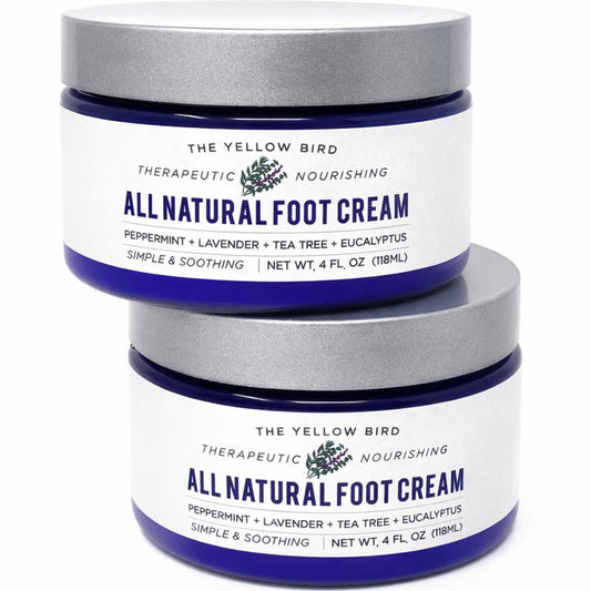 Yellow Bird Foot Cream 2 Pack Bundle - Natural Dry & Itchy Feet Repair Balm. Foot Moisturizer with Organic Ingredients and Essential Oils