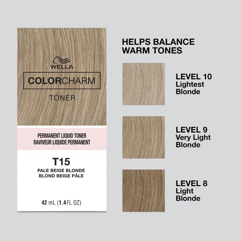 COLORCHARM Permanent Liquid Toners | Neutralize Brass | Free of Parabens | Vegan | T15 Pale Beige Blonde | 1.4 Fl Oz