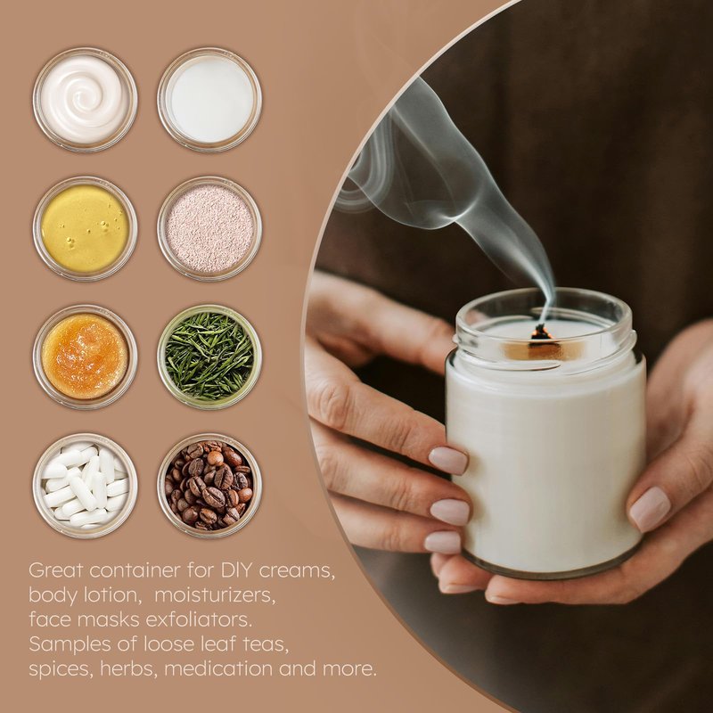 Tecohouse 8 oz Glass Jars with Lids, 30 Pack Candle Jars Canning Mason Jars with Lids, White Labels & Inner Liners, Empty Airtight Round Clear Slime Containers for Cream, Spice, Lotion, Ointments