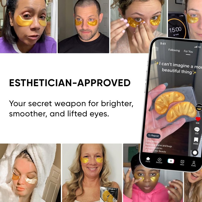 Under Eye Patches - Collagen & Amino Acid Mask for Dark Circles | 20 Pairs for Puffy Eyes