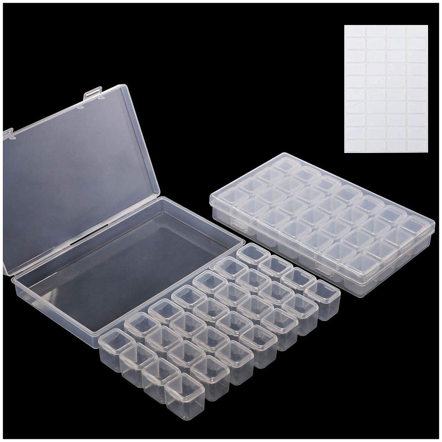 HANSAMU Rhinestone Organizer Box, 3D Acrylic Nail Charms Storage Box,Transparent Plastic Nail Gems Caviar Beads Pearls Nail Art Accessories Display Holder eye jewelry Collecting Container 28 Slots
