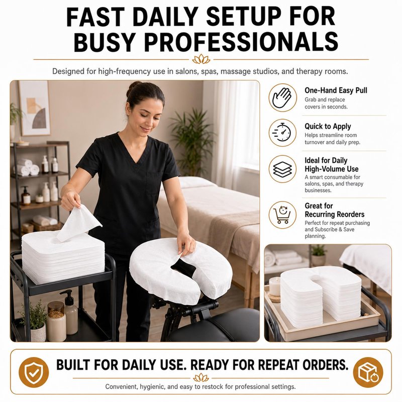 Fuveuua 100PCS Disposable Face Cradle Covers Soft & Heavy Microfiber Massage Chair Cover Ultra Soft Non-Sticking Massage Headrest Covers for Massage Tables & Massage Chairs Latex-Free