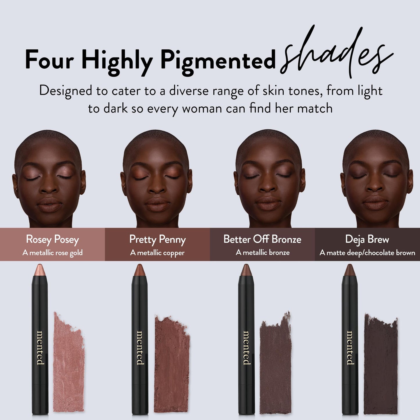 Mented Cosmetics Color Intense Eye Shadow Sticks, Cream Eyeshadow Stick Crayon, Easy-to-Apply Eyeshadow Pencils, Waterproof + Crease Proof Eye shadow Make Up, 0.05oz, Deja Brew