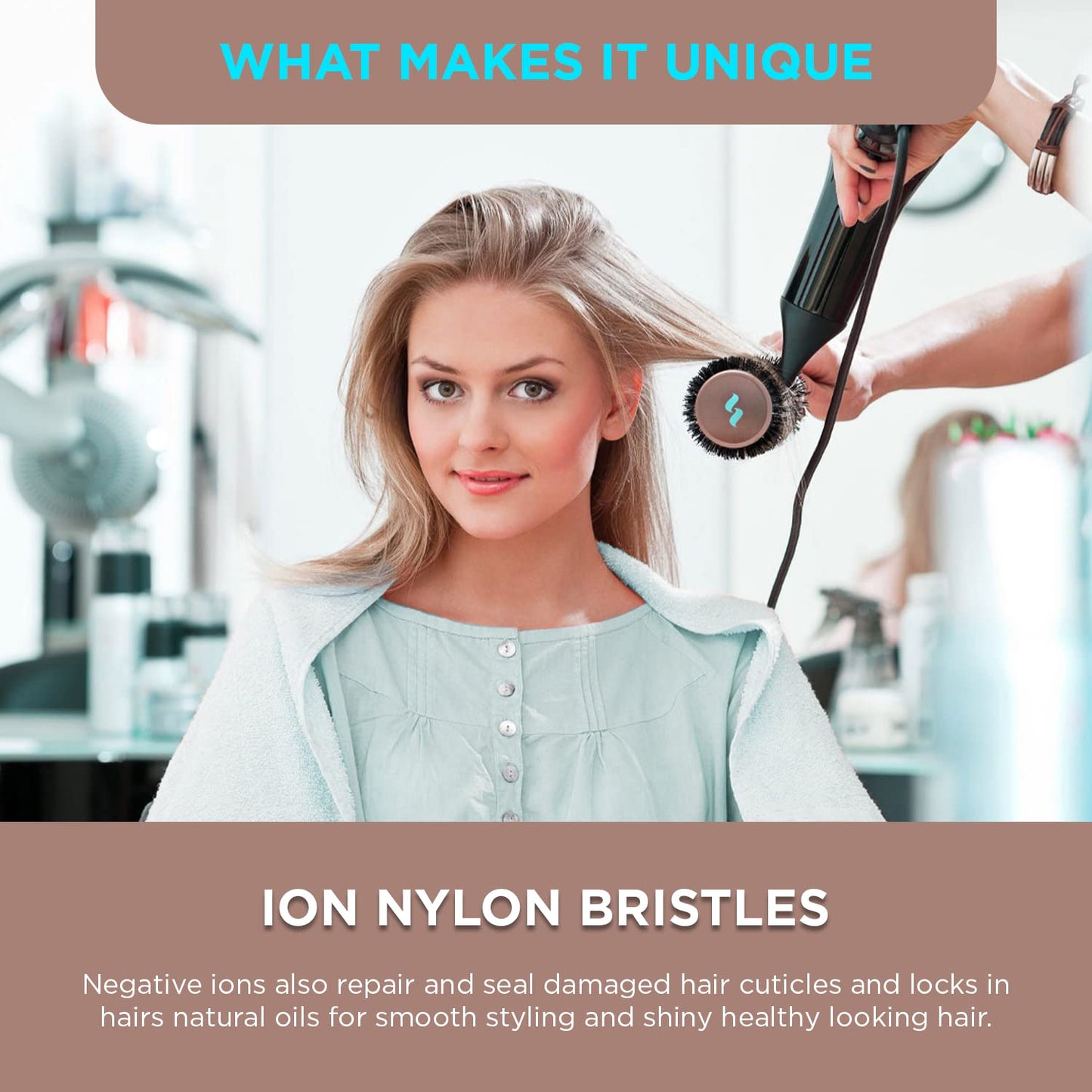 Spornette Ion Fusion Ceramic Round Brush for Blow Drying - Round Hair Brush for Blow Outs, Volume & Curling - Ion Bristles Help to Smooth Hair and Eliminate Frizz & Static (2.5 Inch)