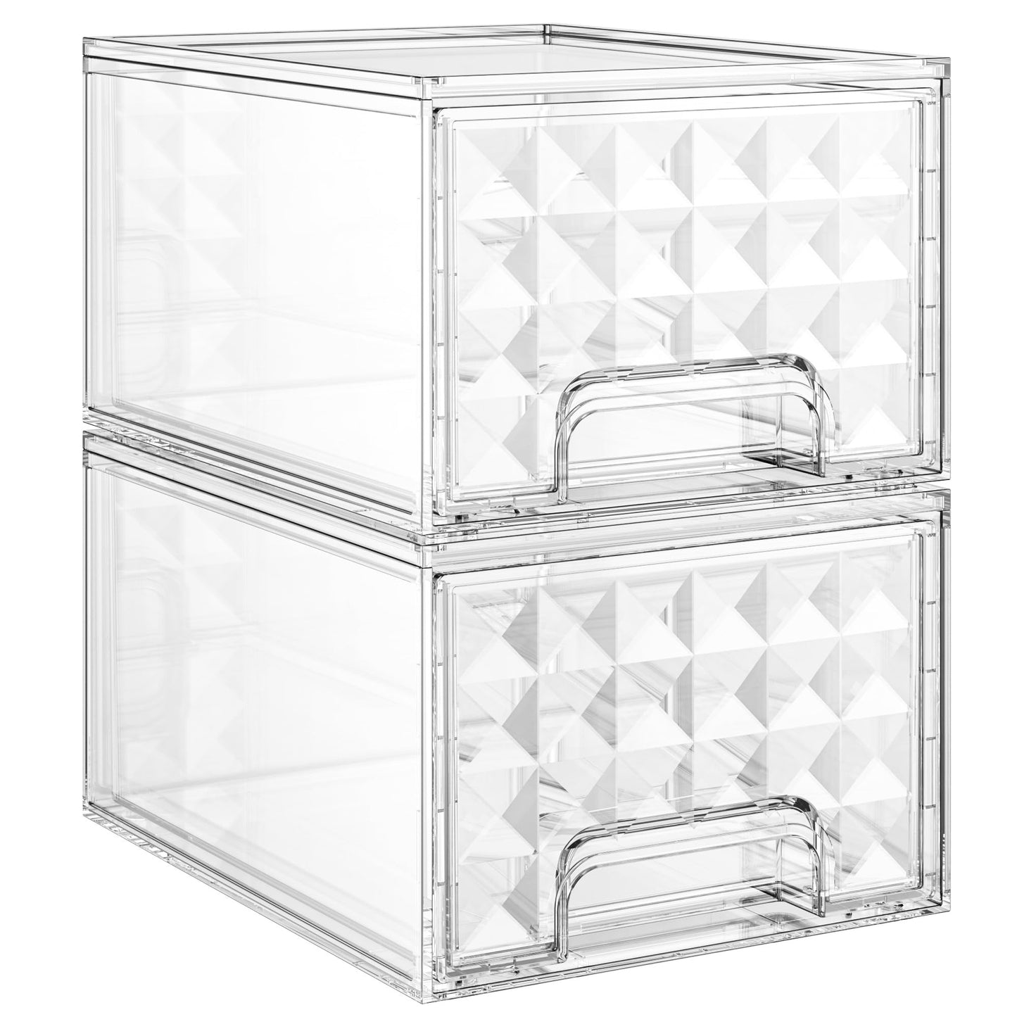 Delamu 6 Pack Stackable Storage Drawers, Makeup Skincare Holder Vanity Storage Organizer, Plastic Drawers For Vanity Desk, Undersink, Kitchen Cabinet, Pantry, Clear, Ideal Gifts for Women