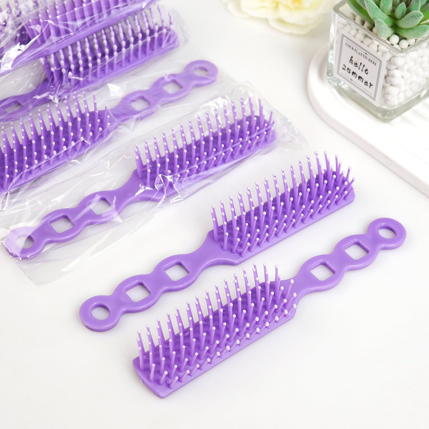 Gisdo 50 Pcs Hair Brush and Comb Set in Bulk for Homeless Individually Wrapped, Bulk Comb Brush Hairbrush for Women Kids Hotel Homeless Charity (Bright Color)