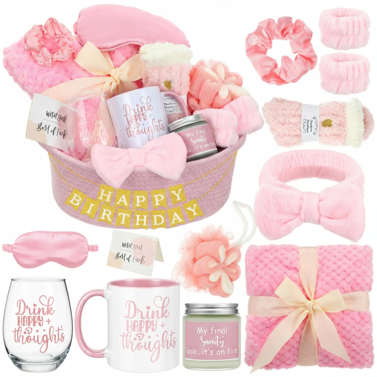 Zopeal Graduation Gift Basket Set for Women 2026 Congratuations Grad Teacher Appreciation Birthday Gifts Relaxing Spa Thinking of You Gift for Her Graduates Nurse Friend Sister(Pink)