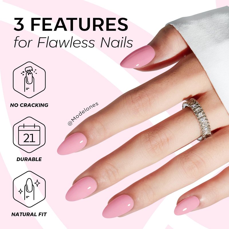 Modelones Pure White Press on Nails Almond, Short Almond Fake Nails, Reusable Nail Kit with Nail Glue Adhesive Tabs Mini Nail File, Nails Press Ons 32Pcs16 Sizes