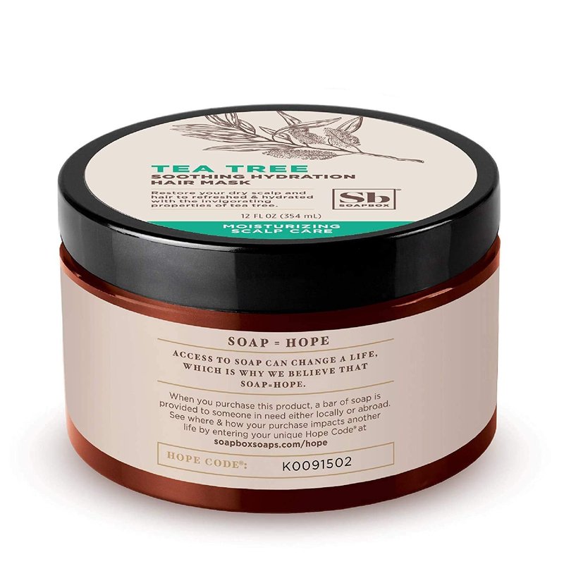 Soapbox Hair Mask, Tea Tree Deep Conditioner - Soothing Hydration for Dry, Damaged or Frizzy Hair (12oz)