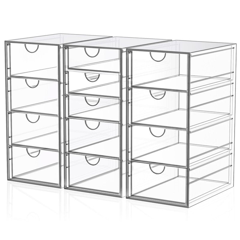 Acrylic Desk Organizers And Accessories With 13 Drawers, Office Desktop Drawers, Plastic Makeup Organizer Containers Bins With Drawers Desk Organization, Bathroom Organizers Storage Case Box Cube