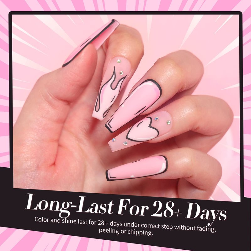 Born Pretty Pink Gel Nail Polish Set 6 Colors Valentine's Day Sweet Lovely Nude Pink White Colors Nail Art DIY Manicure Salon Home 7ML