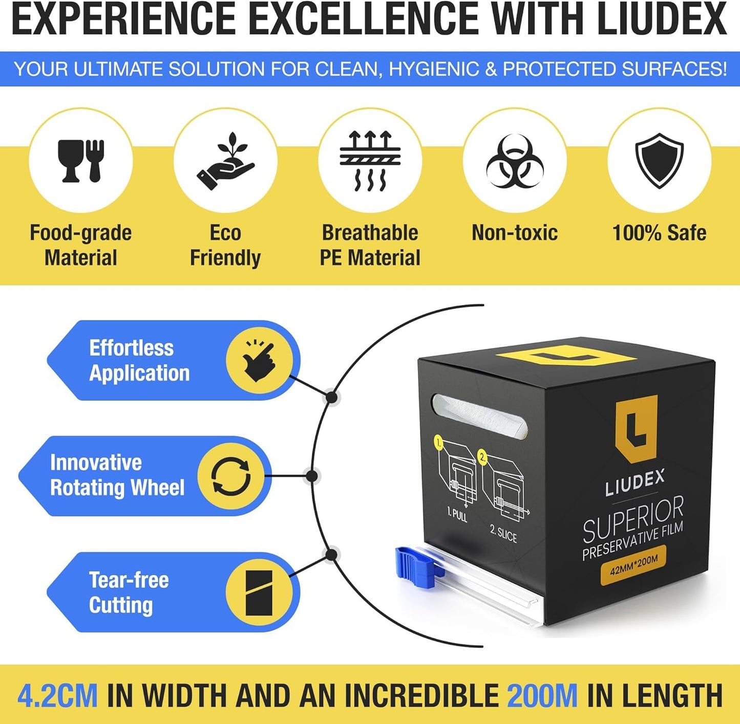 LIUDEX | Premium Preservative Film | Plastic Wrap for Brow and Lash PMU | Microblading Plastic Barrier Film | For Lip Blush, Eyebrow Lamination & Lash Lift | 400 M | PMU Supplies