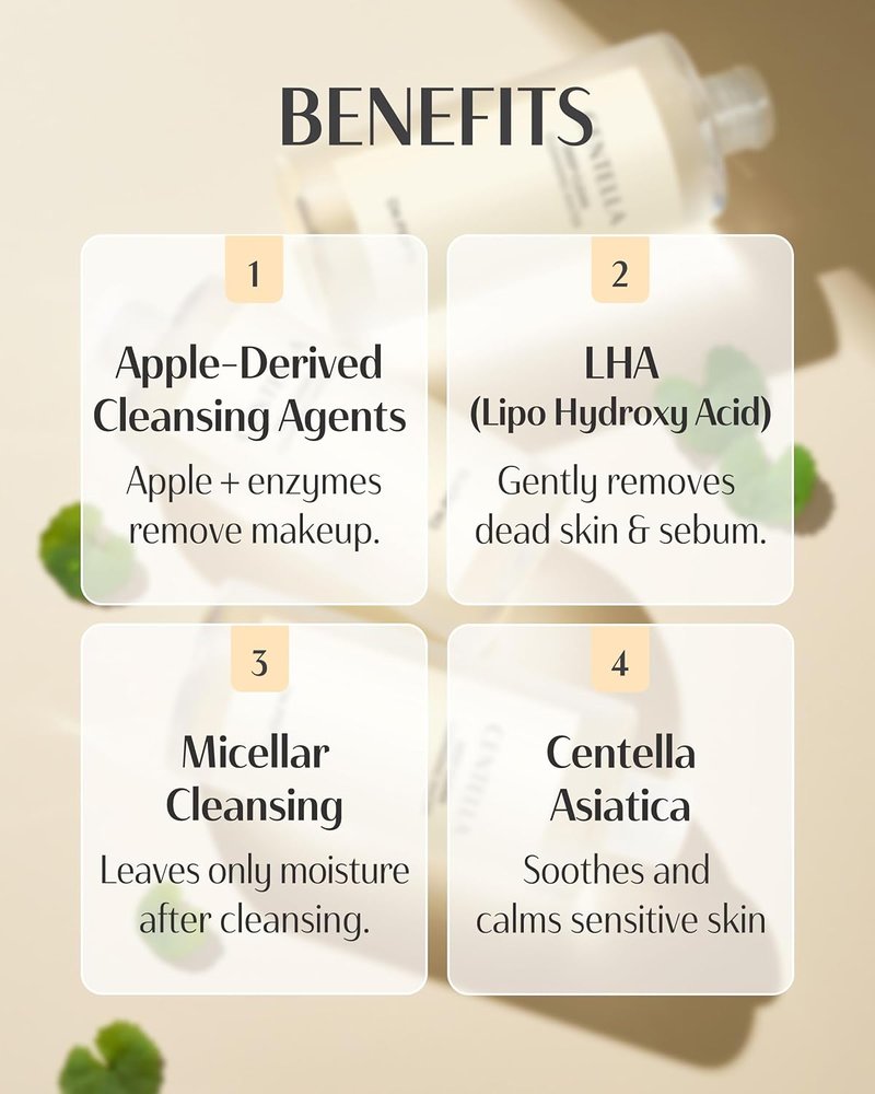 Centella Micellar Cleansing Water - Gentle Makeup Remover for Sensitive Skin | Low pH No-Rinse Formula, 13.5 fl oz