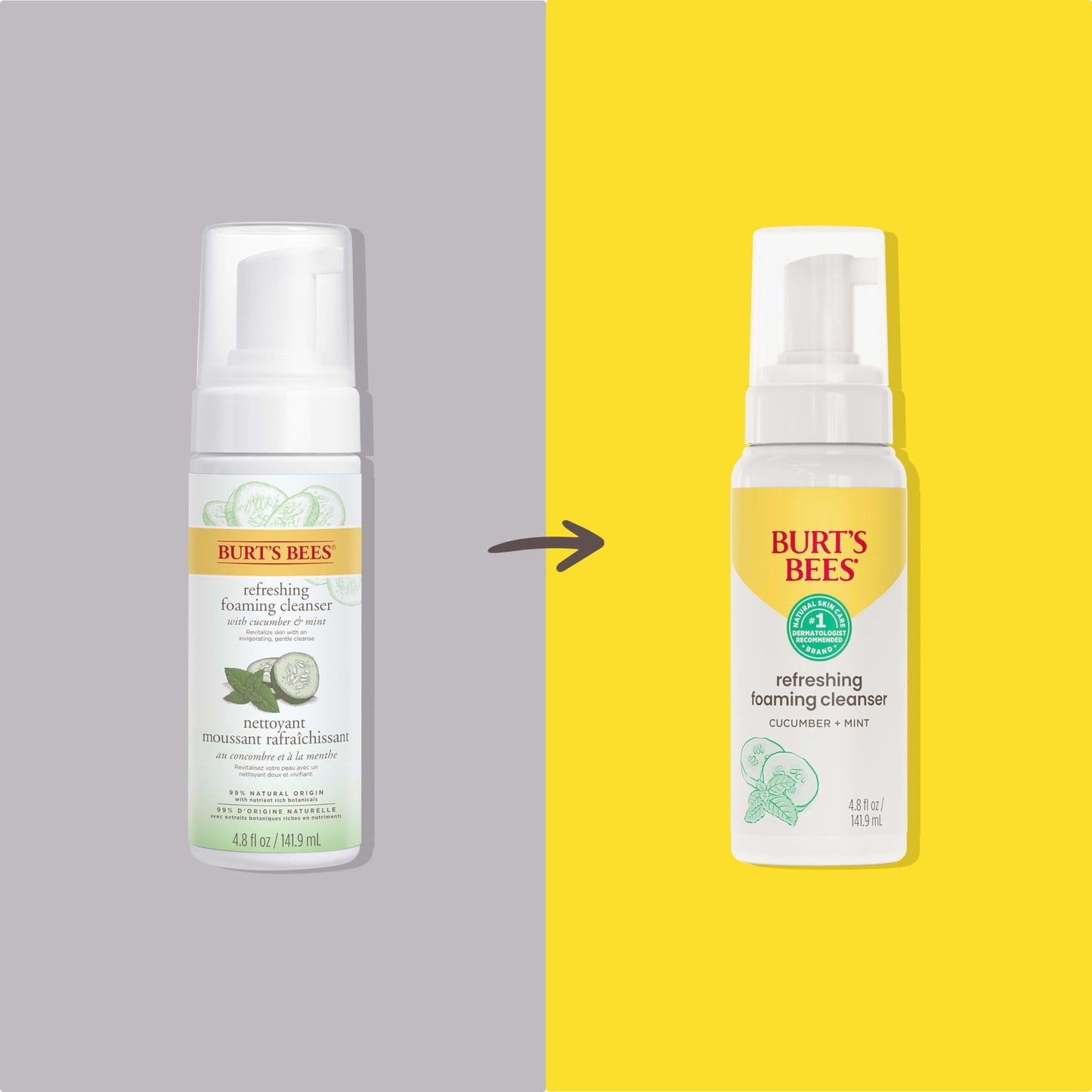 Burt's Bees Refreshing Foaming Face Cleanser and Face Wash with Cucumber and Mint, 4.8 Fluid