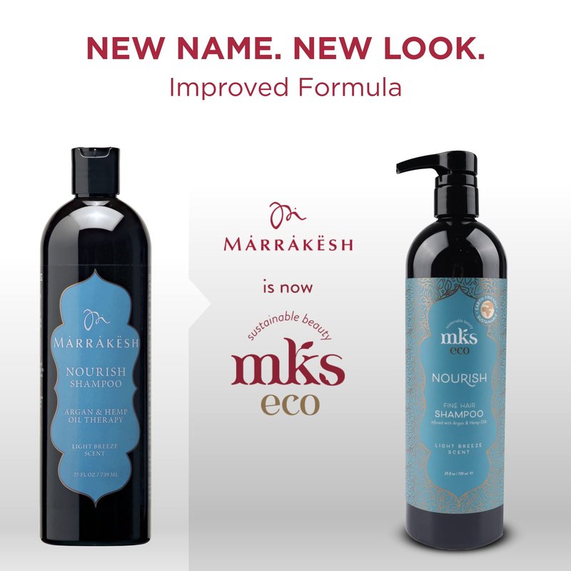 Earthly Body MKS eco Nourish Shampoo for Fine Hair, Light Breeze - 25 fl oz - Cleanses & Strengthens - Safe for Color Treated Hair - Moroccan Argan Oil, Hemp Seed Oil - Vegan, Cruelty Free