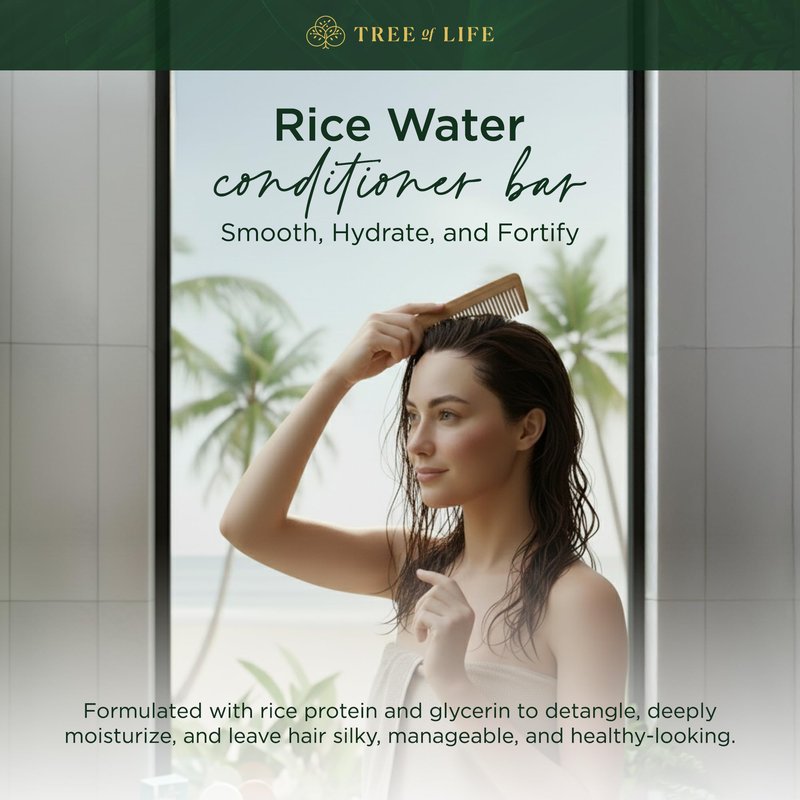 Tree of Life Rice Water Shampoo Bar and Conditioner Bar Set - Sulfate Free Hair Care That Strengthens, Repairs, and Delivers Frizz Control with Silky Shine
