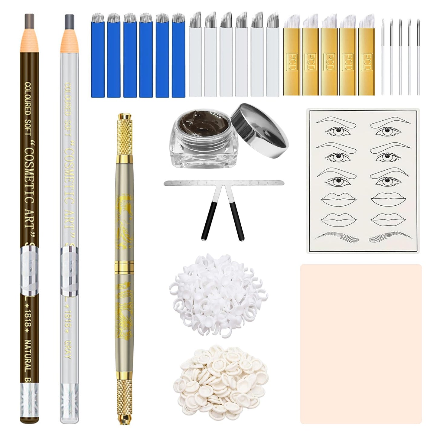 Faat3 Coi4 Microblading Kit, Eyebrow Pen with Microblading Supplies Eyebrow Kit Mapping Kit for Beginners & Artist