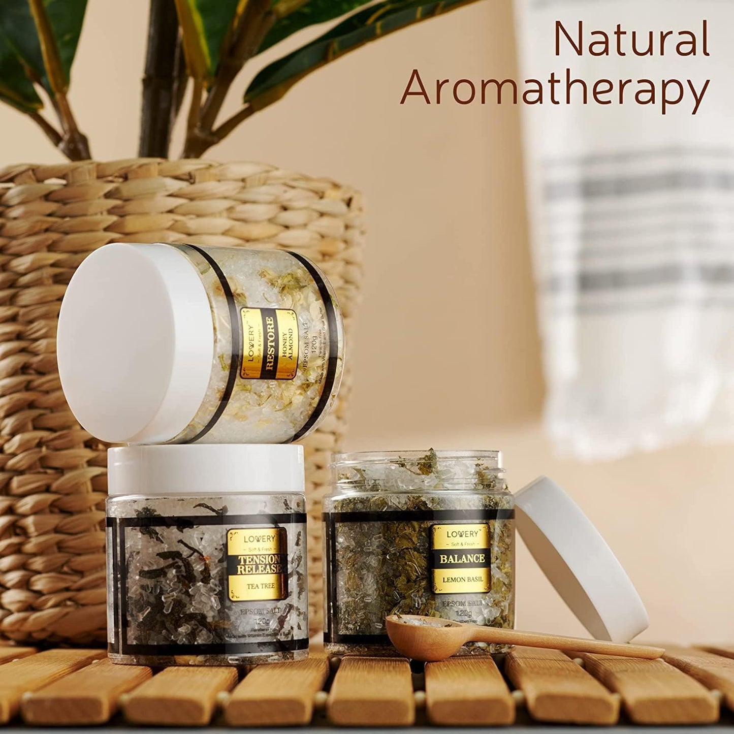 Spa Gift Basket for Women - Epsom Bath Salts & Essential Oils | Lavender, Eucalyptus, Lemon, Coconut, Tea Tree, Honey Almond