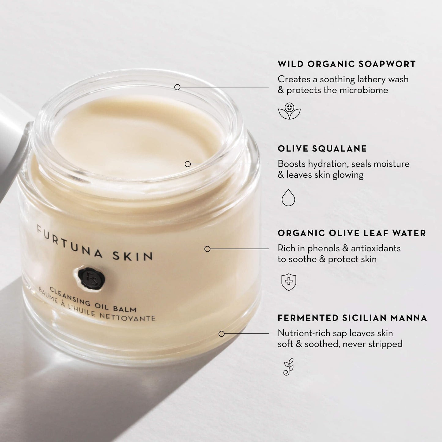 Furtuna Skin Cleansing Oil Balm - Luxurious Vegan Makeup Remover & Skin Nourisher, Olive Oil & Wild Organic Plants Blend, 80g