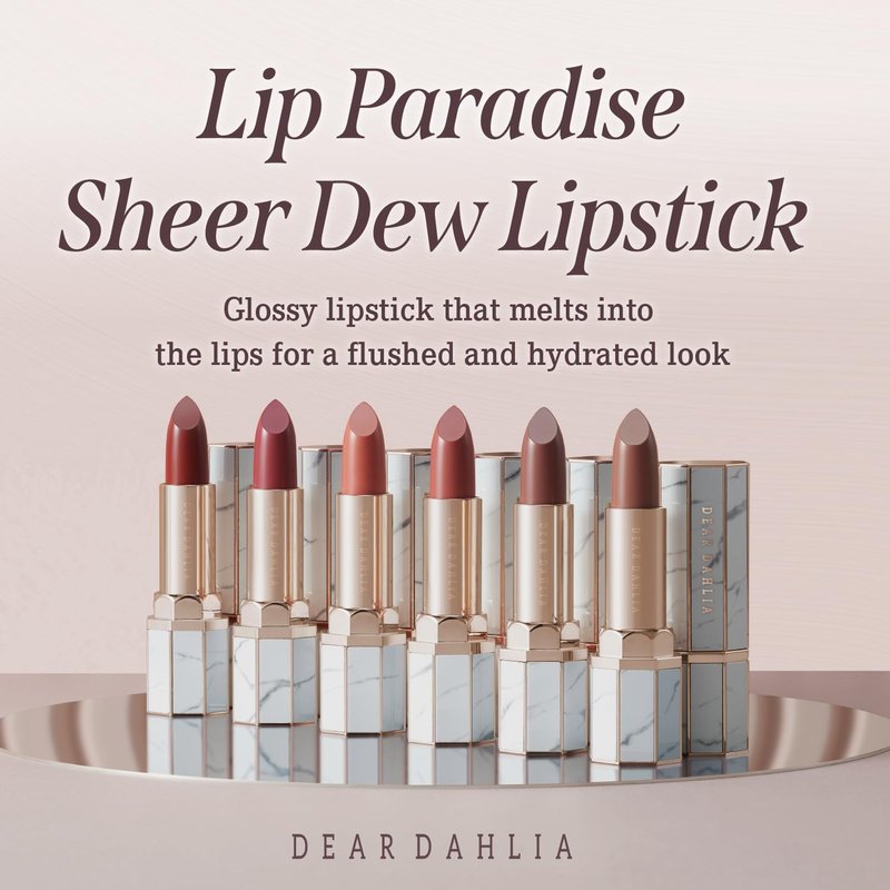 DEARDAHLIA Lip Paradise Sheer Dew Lipstick (Megan) - Silky & Dewy Glow Lipstick with a Smooth and Hydrating Texture, and Buildable High-Pigment Color. Vegan Korean Lip Makeup