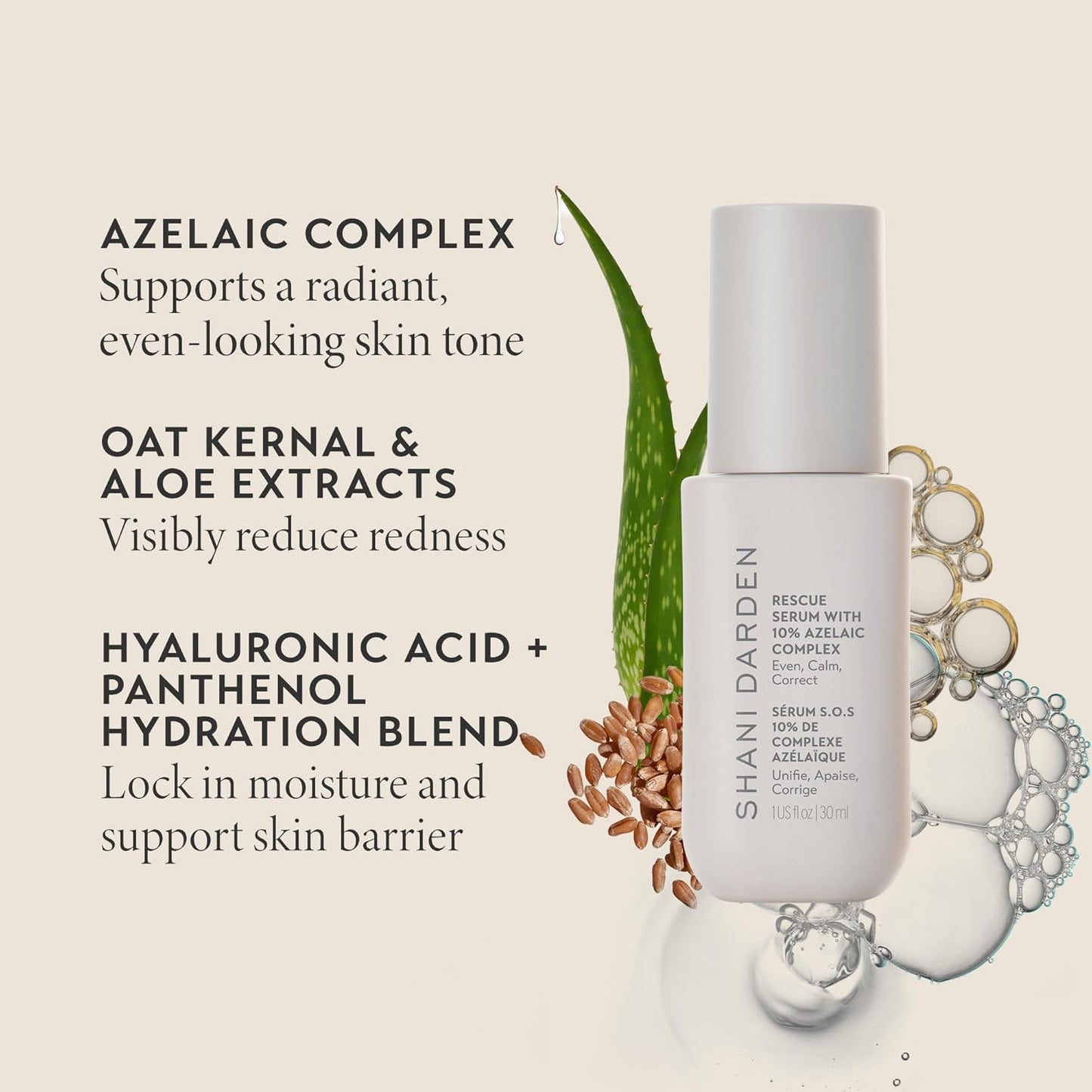 Shani Darden Rescue Serum - 10% Azelaic Acid for Redness & Acne Relief | Lightweight Hydrating Formula, 1 fl oz