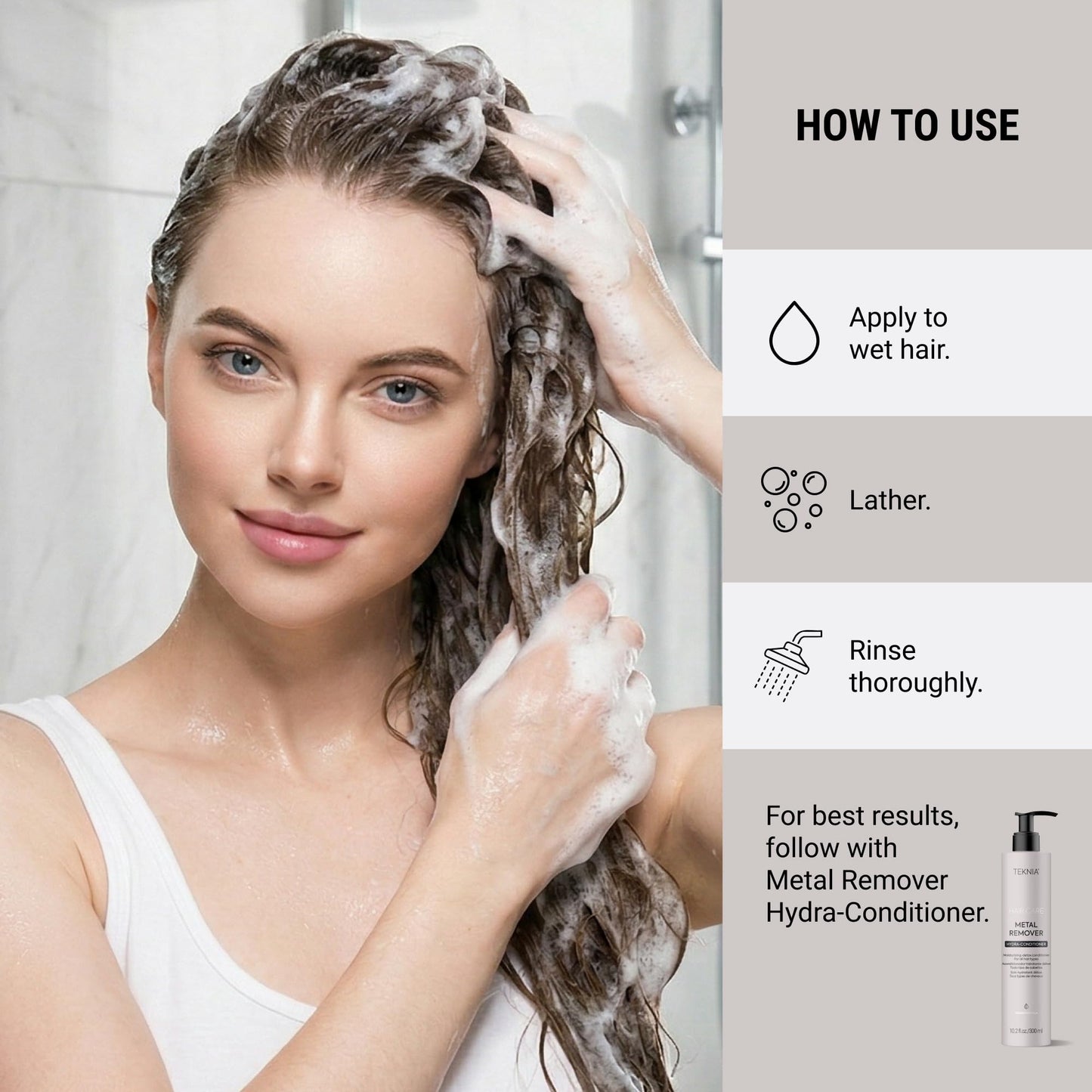 Lakmé Teknia Metal Remover Hydra Shampoo, Heavy Metal Detox Shampoo for Hard Water, Hair Detox, 10.2 Fl Oz