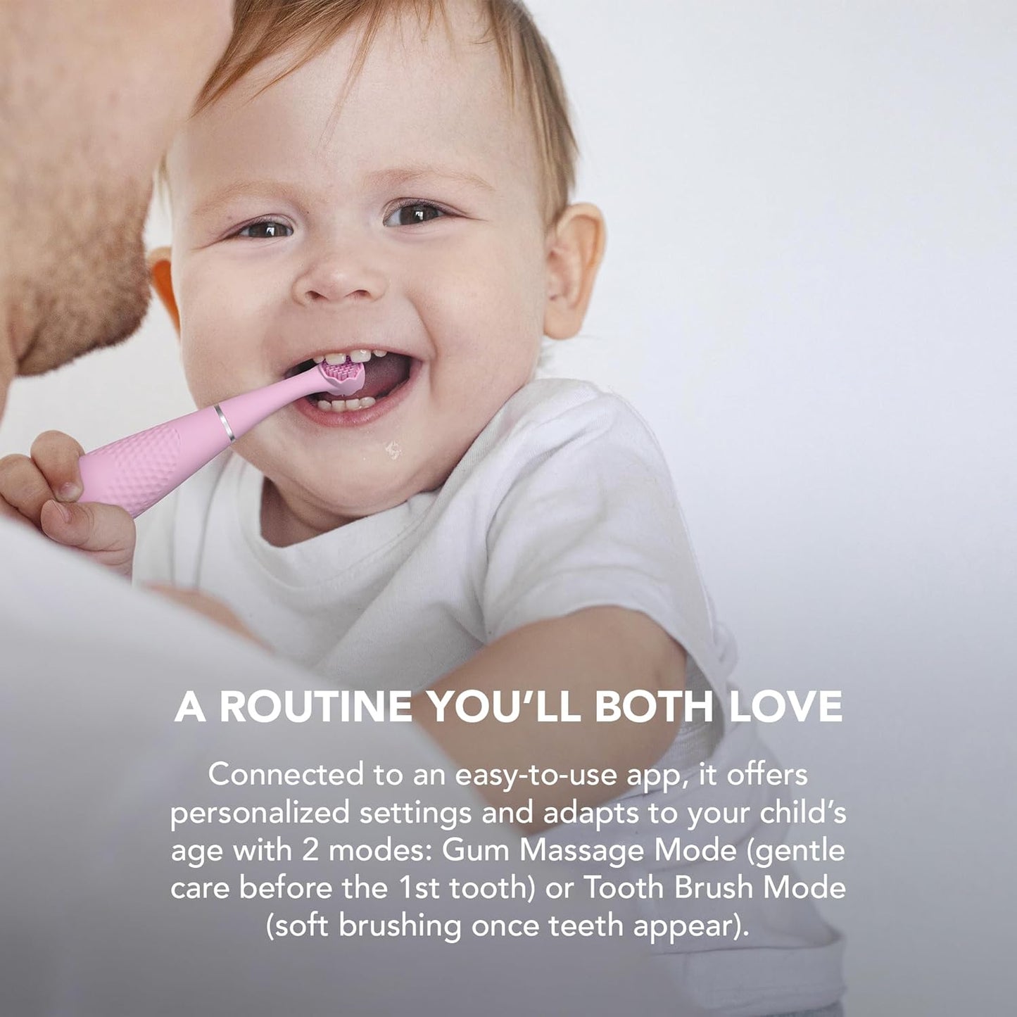 FOREO ISSA 4 Baby - Silicone Sonic Electric Toothbrush for Babies | 2-Sided Bristles, Gum Massage, Travel-Friendly - Pearl Pink
