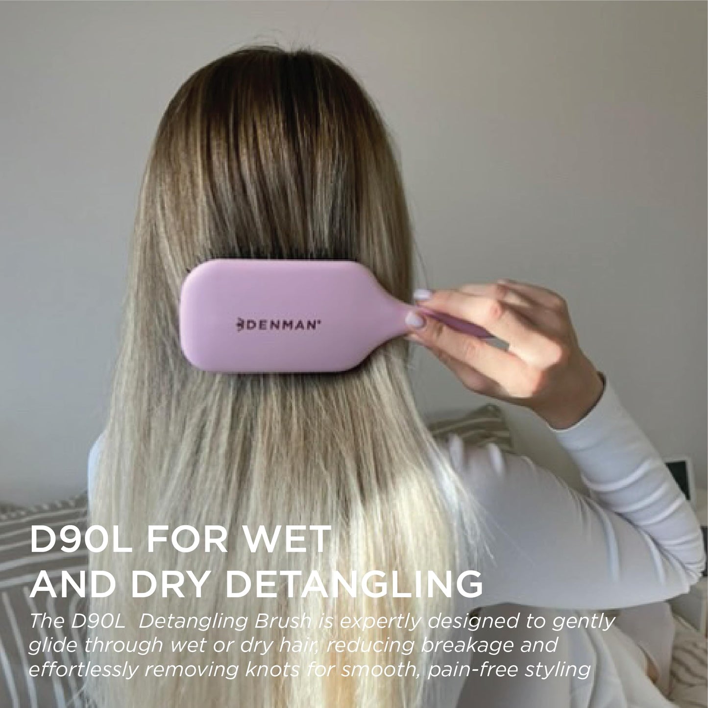Denman Ultimate Detangling Hair Brush - Wet & Dry Detangler Brush for Long Hair, Wigs & Extensions - Ideal Hair Brushes for Women and Men, D90L Pink Crush