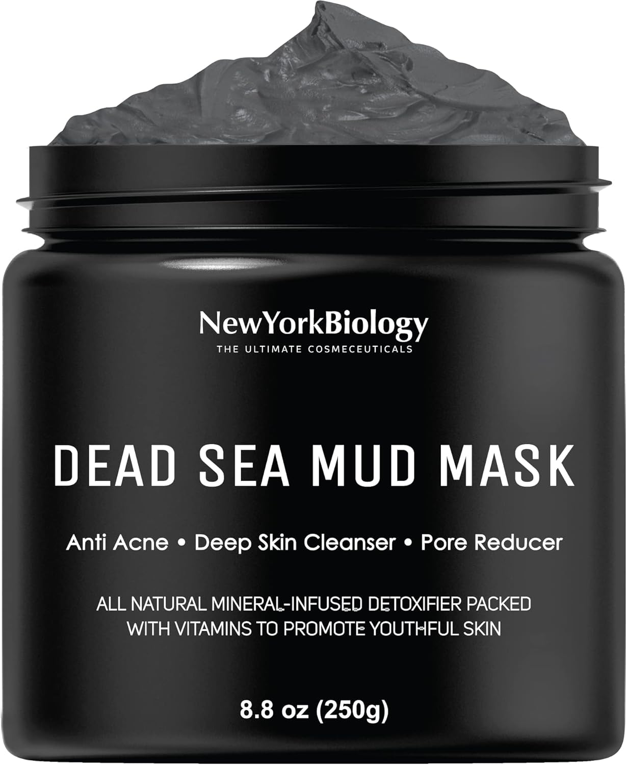 Dead Sea Mud Mask for Face & Body - Spa Quality Pore Reducer | 8.8oz with 3 Applicator Brushes for Acne & Oily Skin