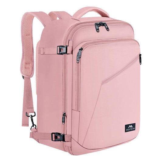 MATEIN 45L Womens Travel Backpack, Extra Large Carryon Backpack Fits Underseat & Overhead Bin, Cute Weekender Daypack for Travel on Airplane, Traveling Accessories for Women, Pink