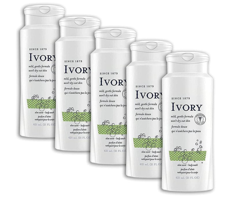 Ivory Scented Body Wash, Aloe 21 oz (Pack of 5)
