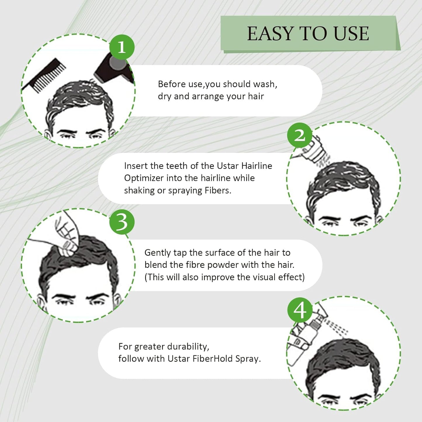 Hair Building Fibers 77.5g, USTAR 5 in 1 Hair Fibers for Thinning Hair with Holding Spray for Instantly Thicker, Fuller Look, Styling Hair Powder for Men & Women (Dark Brown)