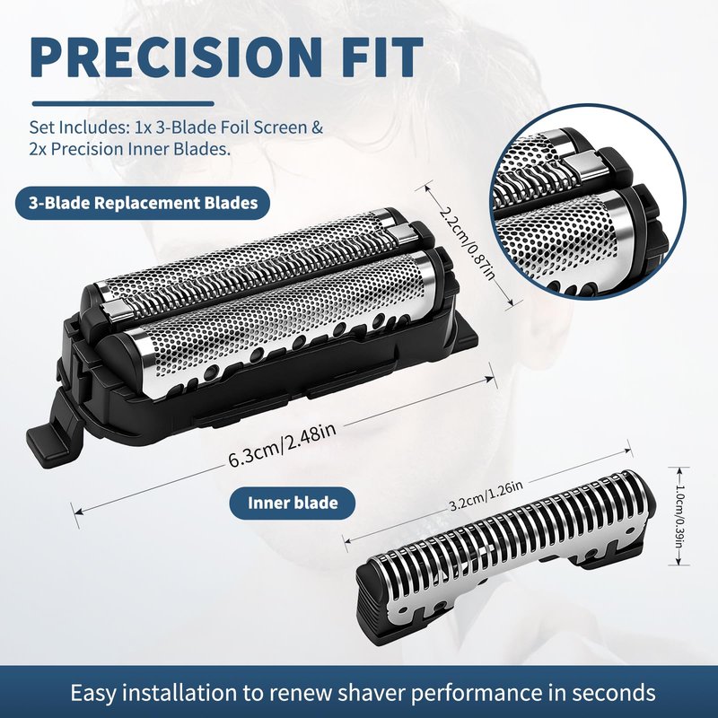 Replacement Foil and Cutter Blade Set for Panasonic WES9013PC Models, Compatible with ARC3 Shavers ES-LL41-K, ES8103S (1 PACK)