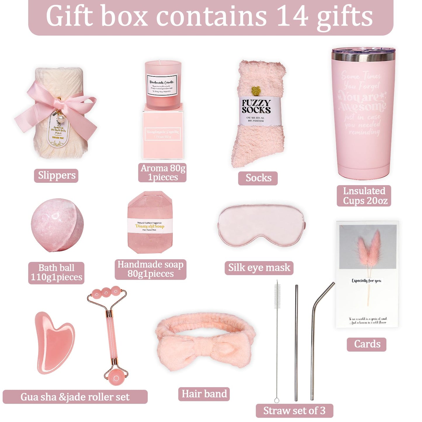 Birthday Gifts for Women, Self Care Gifts, Get Well Soon Gift Baskets for Women, Relaxing Spa Gift Basket Set, Unique Gifts for Friends, Mom, Coworker, Wife, Care Set for Mother's Day, Christmas