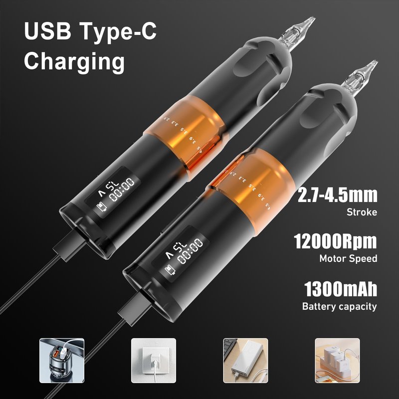 OFEYLE Tattoo Gun Kit Wireless Tattoo Machine Kit Complete Tattoo Kit Rotary Battery Pen Tattoo Machine with LED Digital Display 20PCS Cartridge Needles Tattoo Ink Set Tattoo Supplies for Beginners