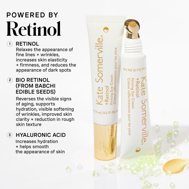 Kate Somerville Retinol Firming Eye Cream – Clinic-Grade Anti-Aging Treatment Proven to Firm, Brighten and Smooth Lines & Wrinkles, 0.5 Fl Oz