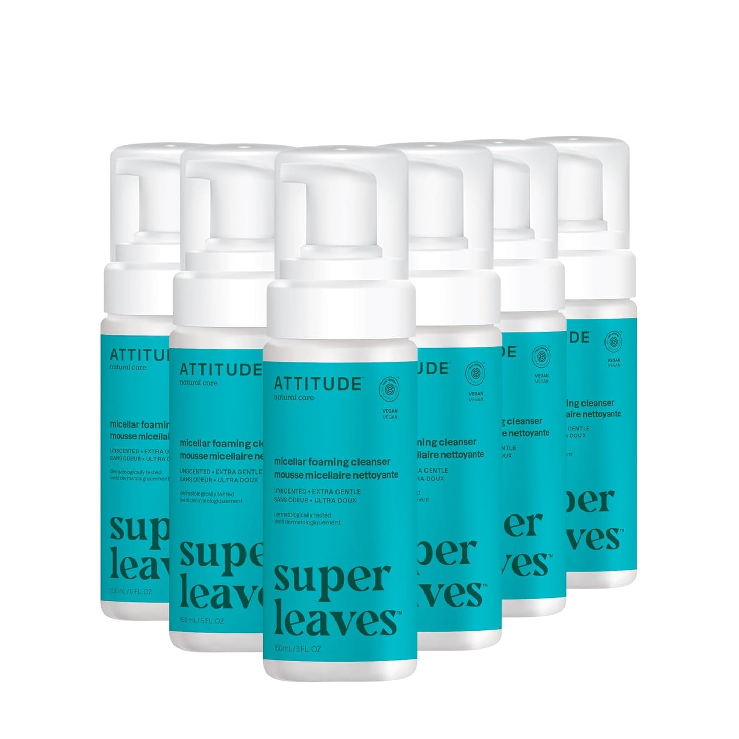 Micellar Foaming Facial Cleanser - EWG Verified, Vegan & Unscented | 5 Fl Oz (Pack of 6)