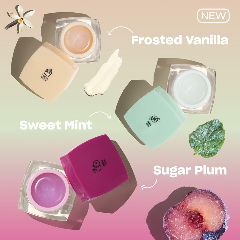 Overnight Lip Mask Set - Hydrating Trio for Dry Lips | Frosted Vanilla, Sweet Mint & Sugar Plum | Enriched with Vitamin E, Rosehip Oil & Hyaluronic Acid