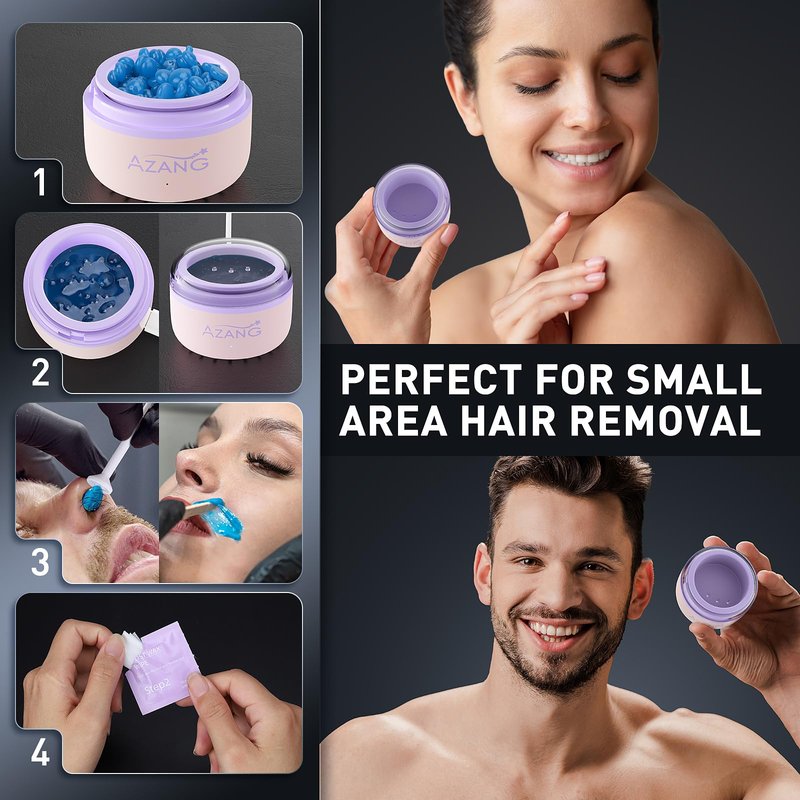 Nose Wax Kit - Portable Wax Warmer for Hair Removal with 100g Wax, 24 Applicators, 12 Nose Hair Sticks 3 Silicone Pots, Wax Melt Warmer Waxing Kit for Women and Men