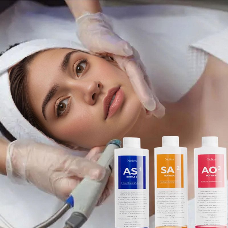 Nielies AS1 Hydro facial Serum 3 x 400ml – Skin Aqua Peeling Solution for Hydro Facial Solution, Hydrogen Oxygen Facial Machine, Hydrodermabrasion & Microdermabrasion Machine (400ml X 3, AS 1)