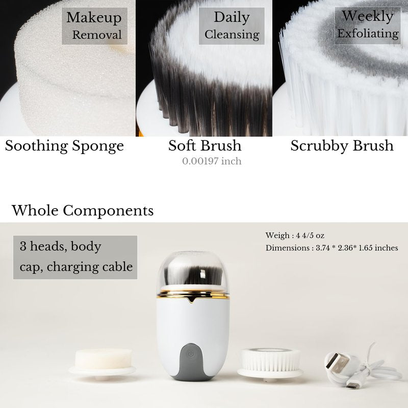 Waterproof Electric Face Brush with IPX5 Rating for Deep Cleansing and Exfoliation