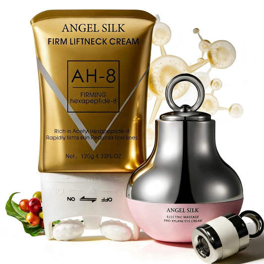 YCQQPRO AH-8 Firming Neck-Eye Cream Bundle, Tightening & Revitalizing Set, Electric Massage Eye Cream with Red Light, Firm Smooth of Eye Fine Lines, Anti-Wrinkle Deep Moisturizing Skincare