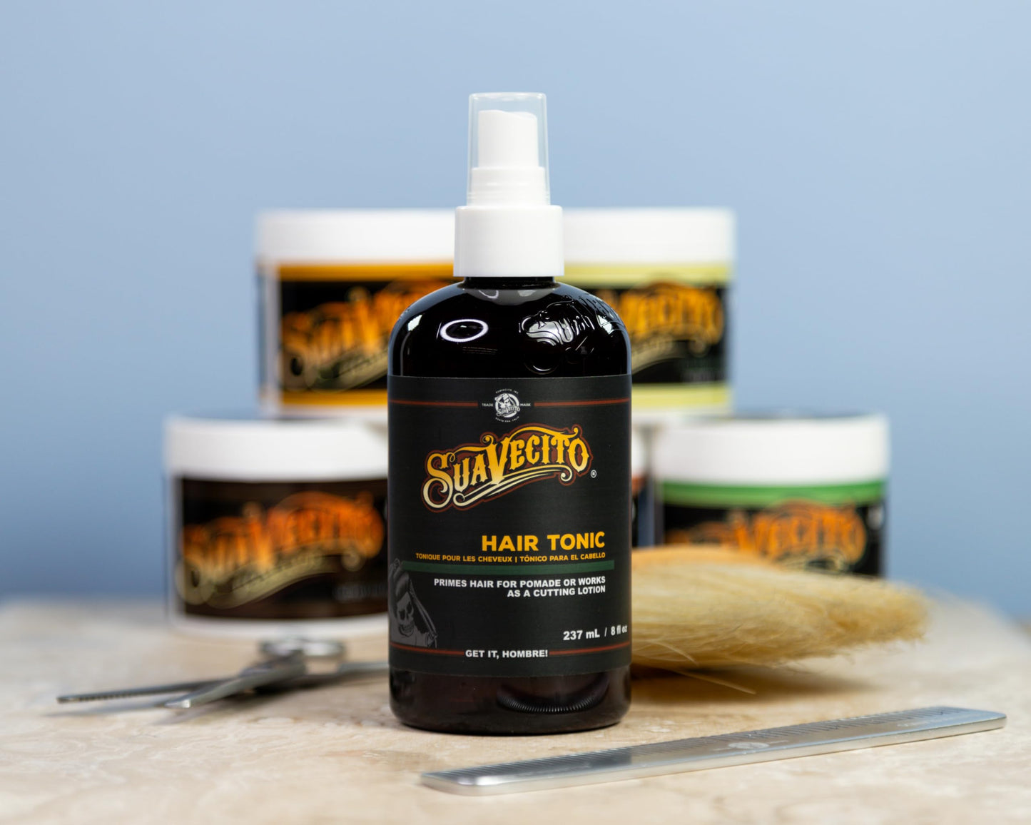 Suavecito Hair Tonic Spray 8 oz. Adds Refinement & Resilience To Hair - Combats Dryness, Buildup & Breakage - Nourishes Scalp - Alcohol Free, Paraben Free, Sulfate-Free - Rosemary, Witch Hazel