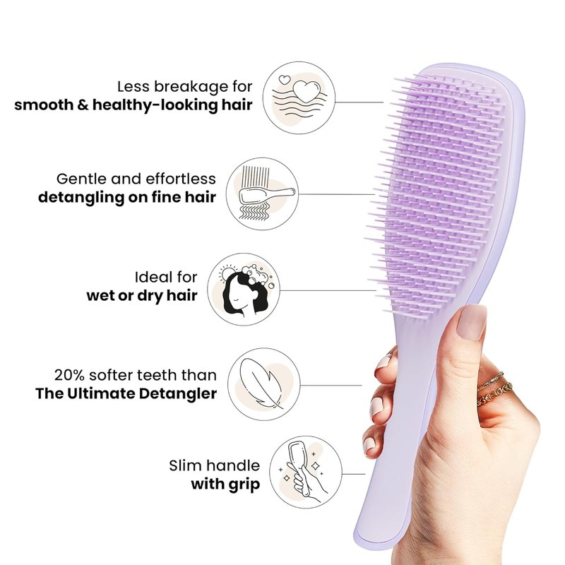 Tangle Teezer Ultimate Detangler Hairbrush for Fine & Fragile Hair - Soft Flex Teeth Reduce Breakage | Hypnotic Heather
