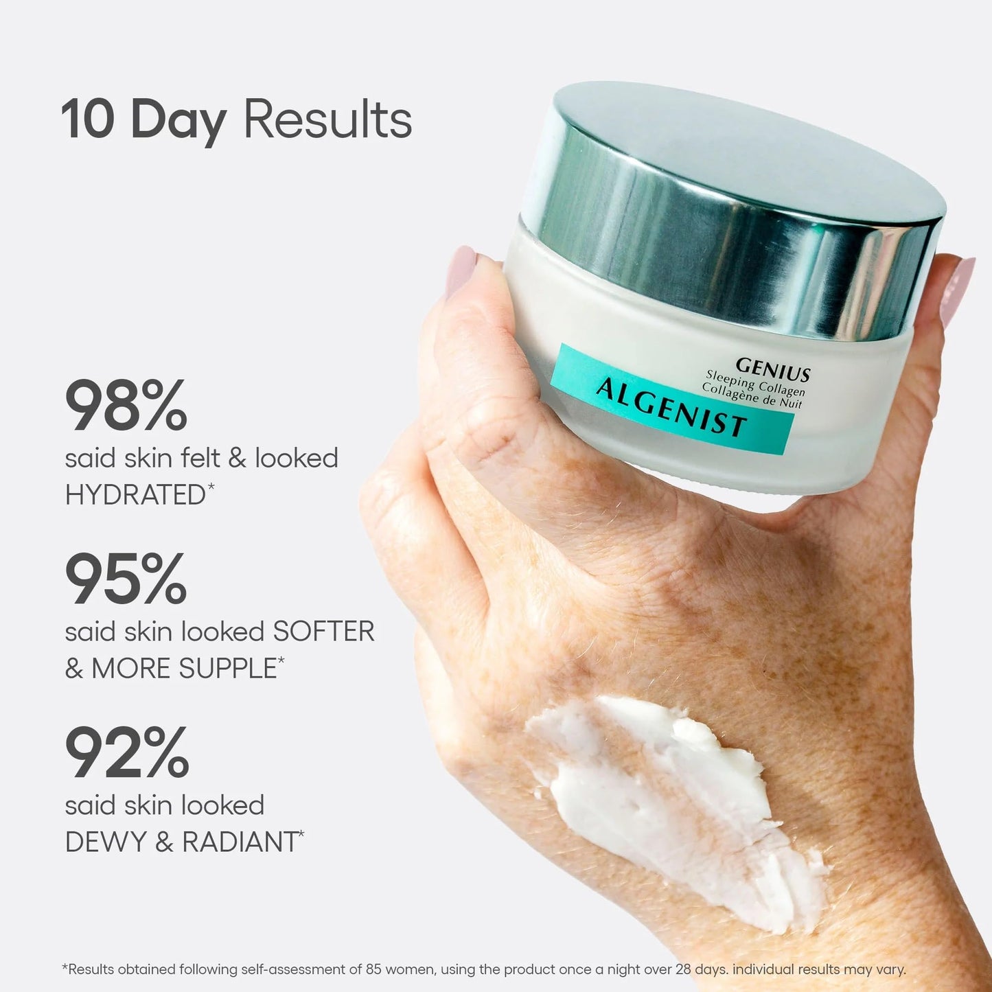 Algenist GENIUS Sleeping Collagen Night Cream - Overnight Biomimetic Collagen Facial Moisturizer with Alguronic Acid, Ceramides and Microalgae Oil - Rich Buttery Face Cream for Smooth Dewy Skin (2 Oz)